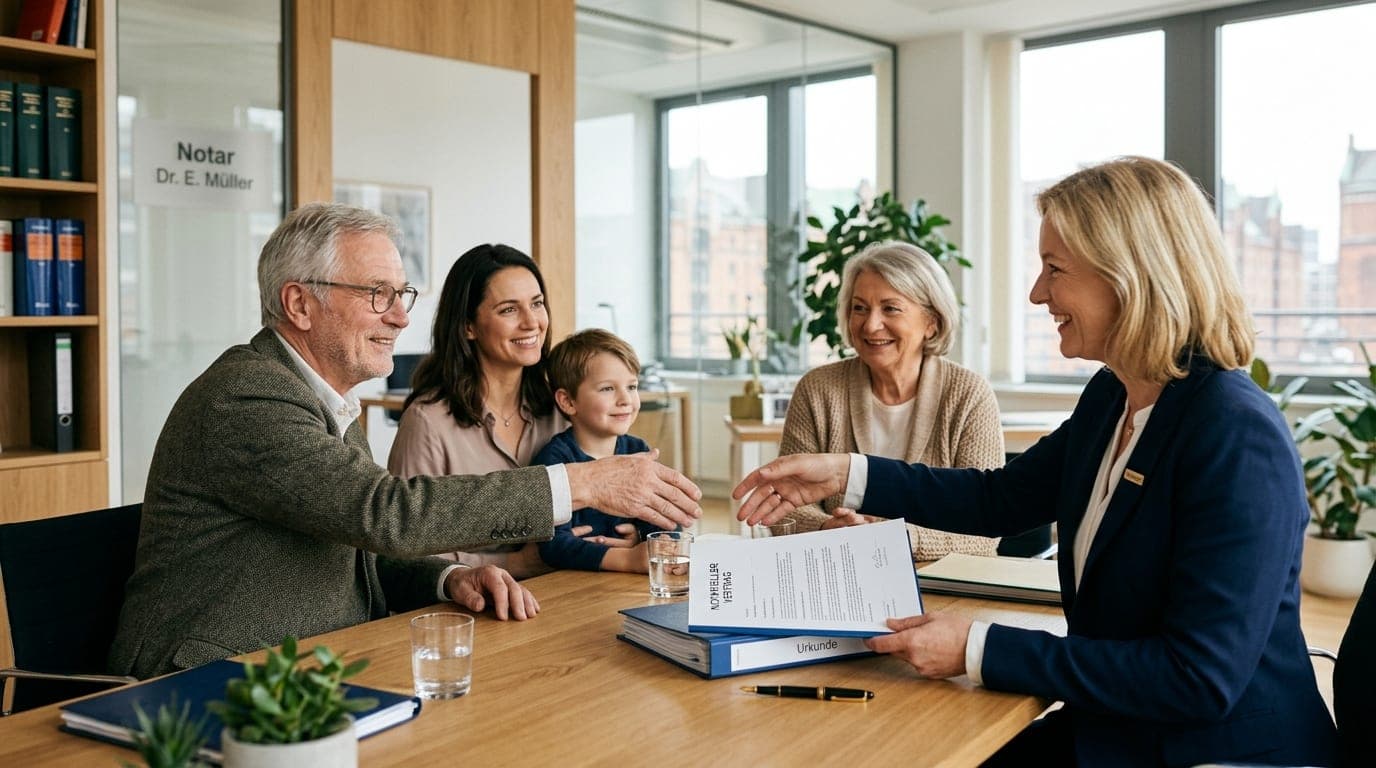 Notar erklärt Familie den Pflichtteilsverzicht